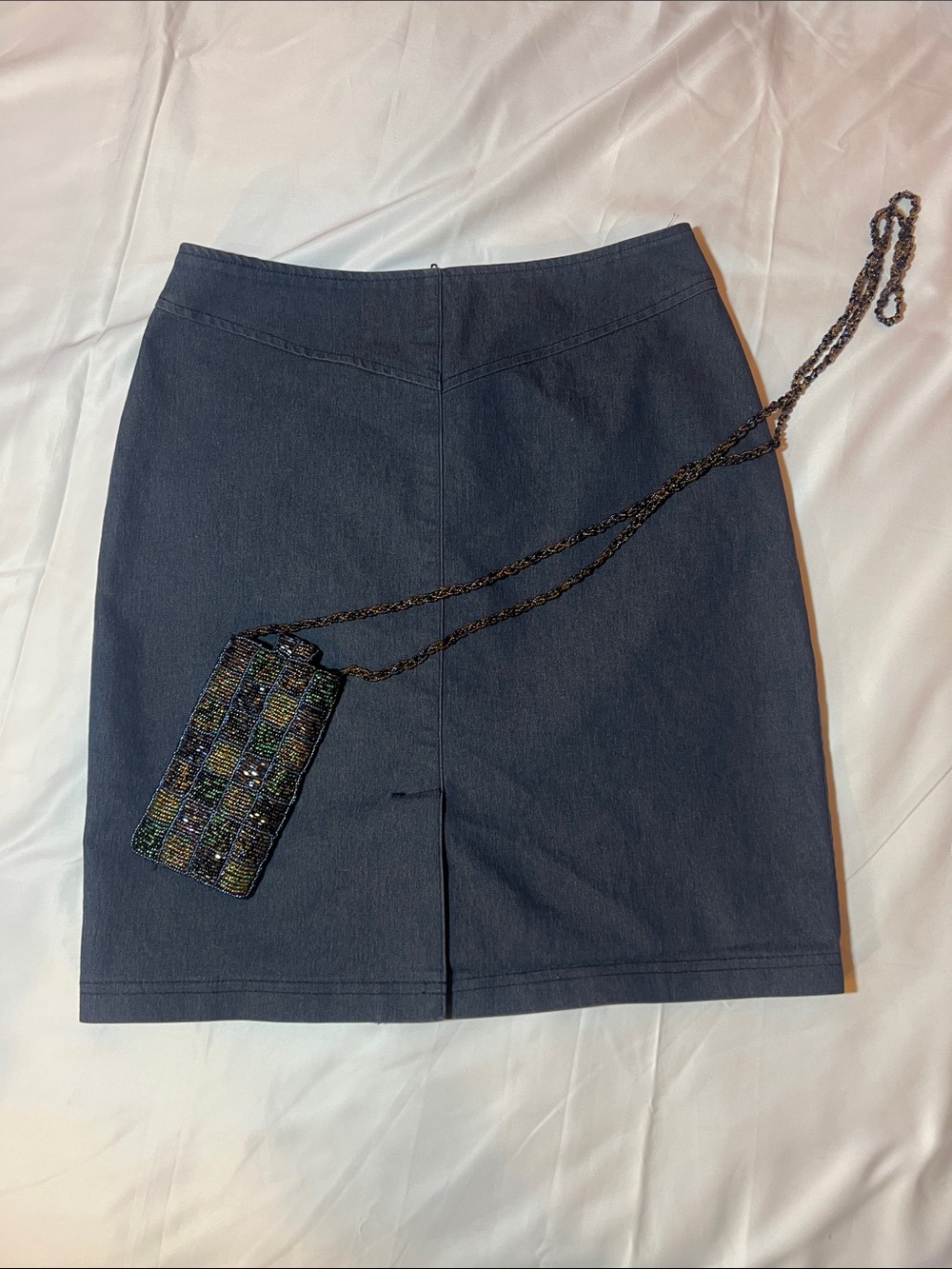 VINTAGE STUDIOS PETITE DENIM SKIRT | Blue Gray